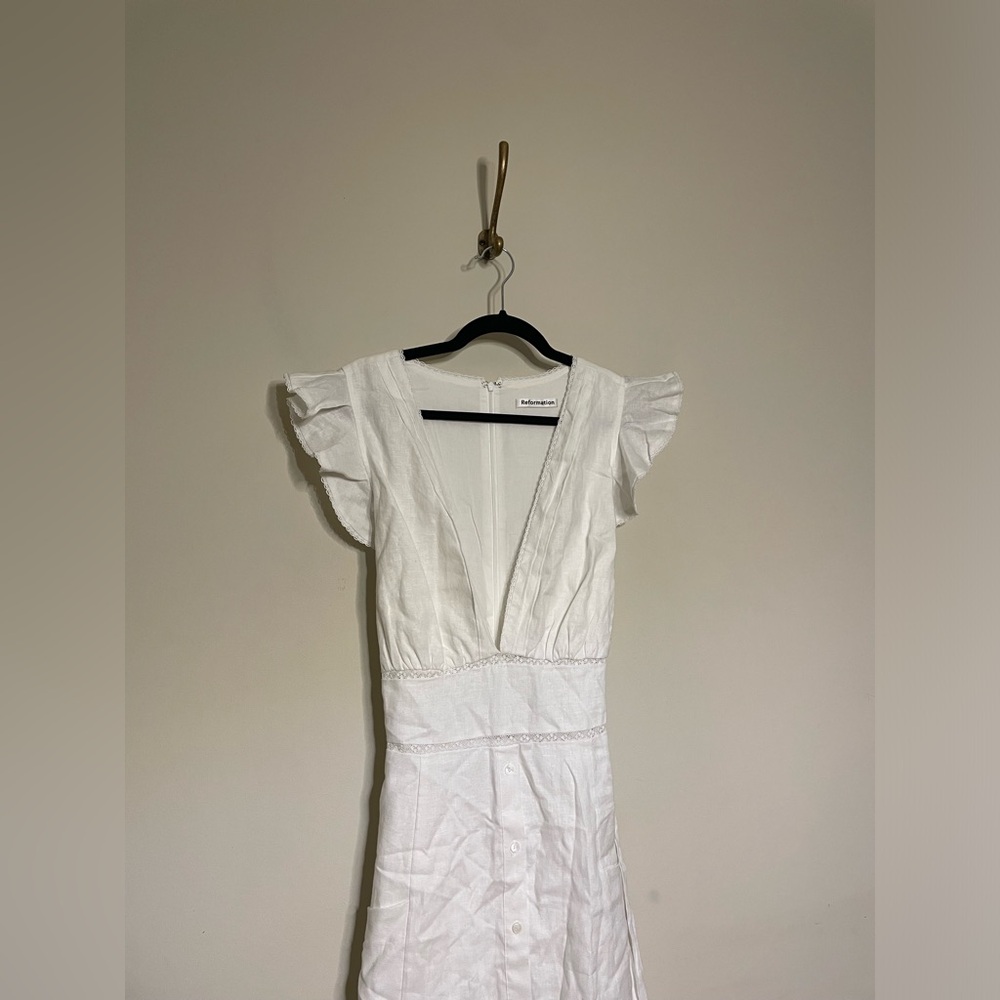 Reformation Lili Linen Midi Dress White - Picture 6 of 10